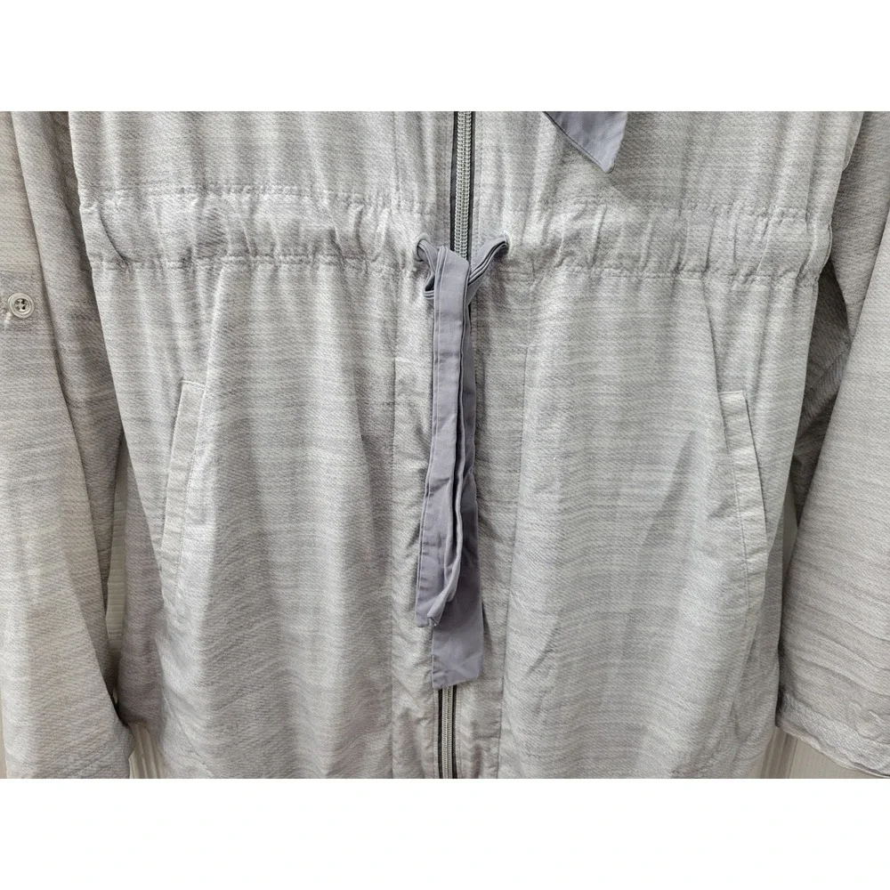 Lululemon Rain Jacket Size 4 Gray Hooded Full Zip Pockets, Cinch Waist EUC